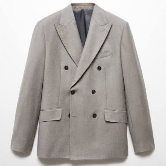 Mango Men's Double-Breasted Wool Blazer